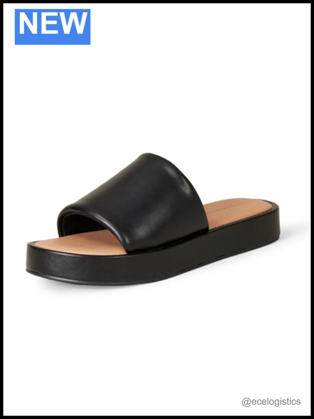 Women's Slide Sandals Faux Calfskin Upper Flatform Memory Foam Non-Slip